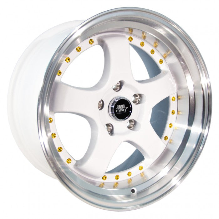 MST MT07 White w/ Machined Lip Gold Rivets