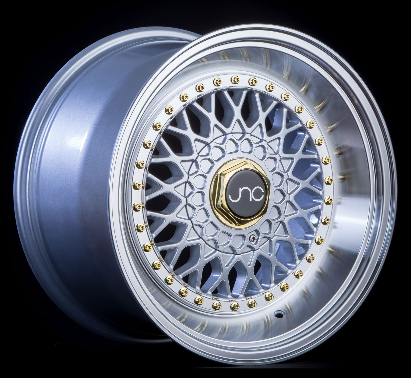 JNC 004S Silver w/ Machined Lip w/ Gold Rivets