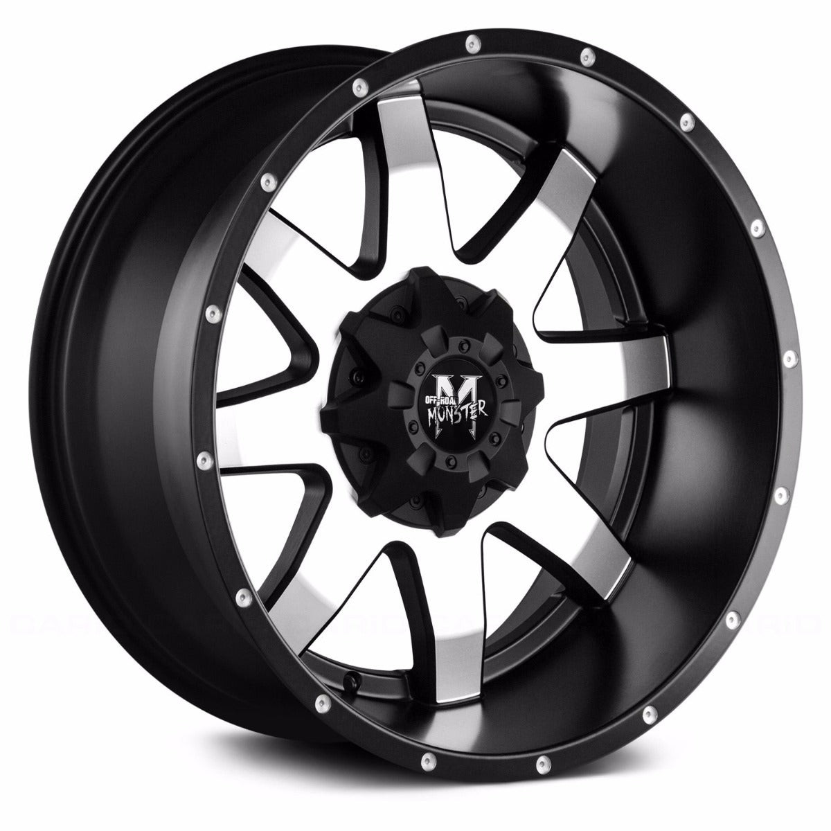 Off-Road Monster M08 Flat Black Machined Face