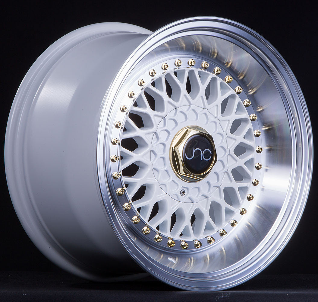JNC 004S White w/ Machined Lip w/ Gold Rivets
