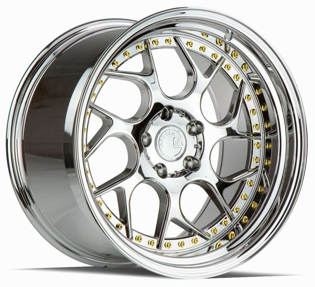 Aodhan DS01 Vacuum Chrome w/ Gold Rivets