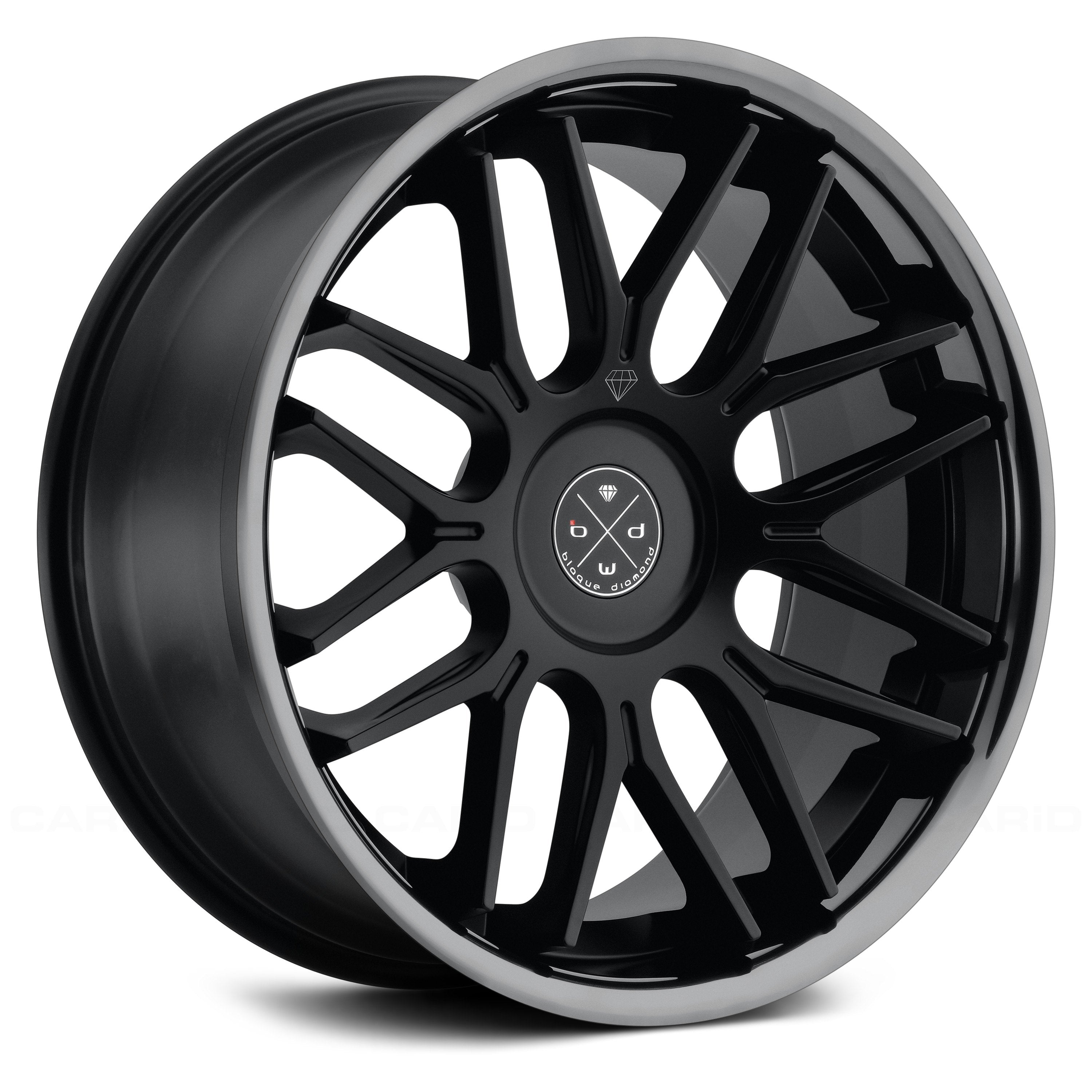 Blaque Diamond BD-27 Satin Black Center w/ Black Chrome Stainless Steel Lip