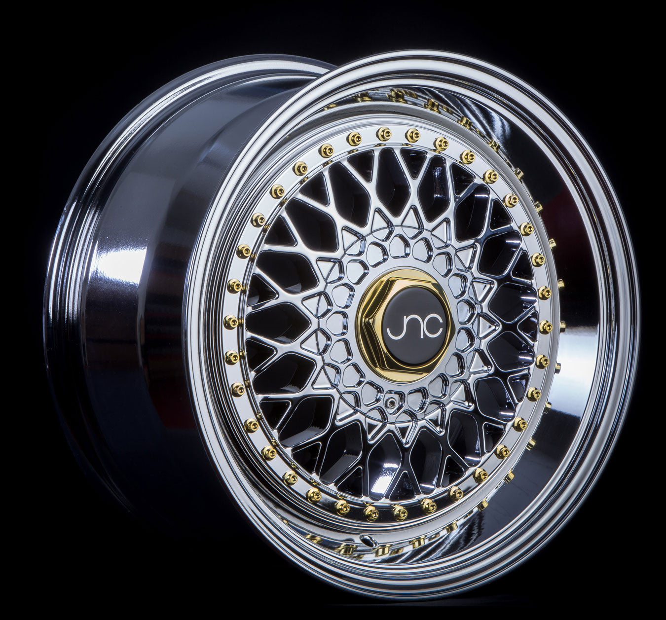 JNC 004 Hyper Black w/ Gold Rivets
